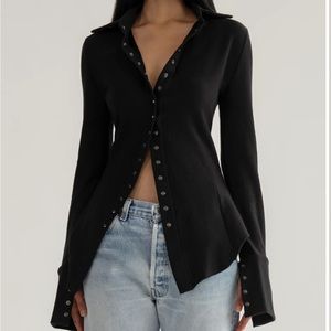 Orseund Iris Boogie Down Snap Shirt in Black Licorice